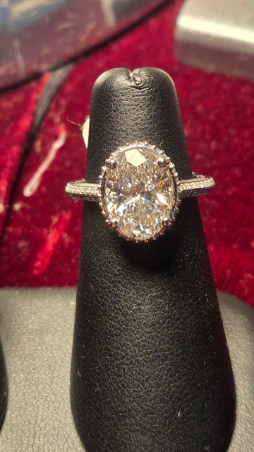 Engagement Ring - 950 Platinum - 3 ct  Lab-Created Oval Diamond - F VS1 - 6g