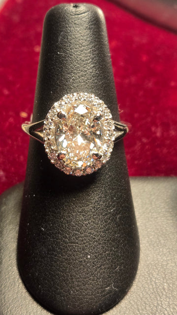 Engagement Ring - 14k White Gold - 2.51 ct  Lab-Created Oval Diamond - G SI1 - 5.1g