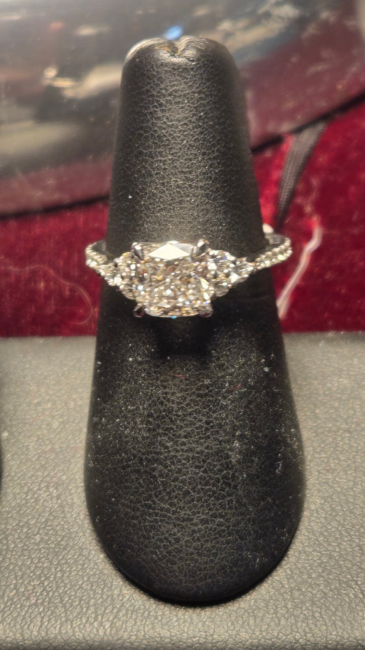 Engagement Ring - 14k White Gold - 2.06 ct  Lab-Created Cushion Diamond - F VS2 - 3.2g