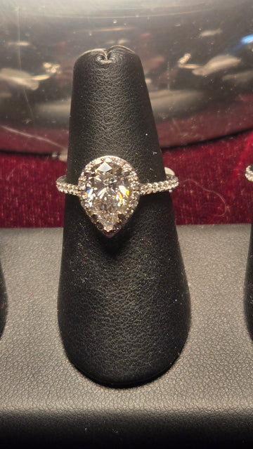 Engagement Ring - 14k White Gold - 1.88 ct  Lab-Created Pear Diamond - E VVS2 - 3.2g