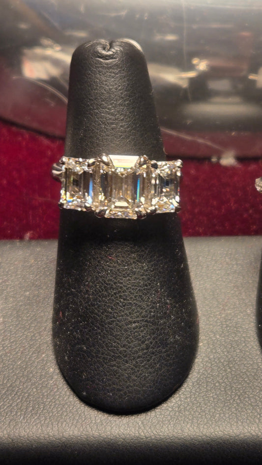 Engagement Ring - 14k White Gold - 2.43 ct  Lab-Created Emerald Diamond - F VS1 - 5.2g