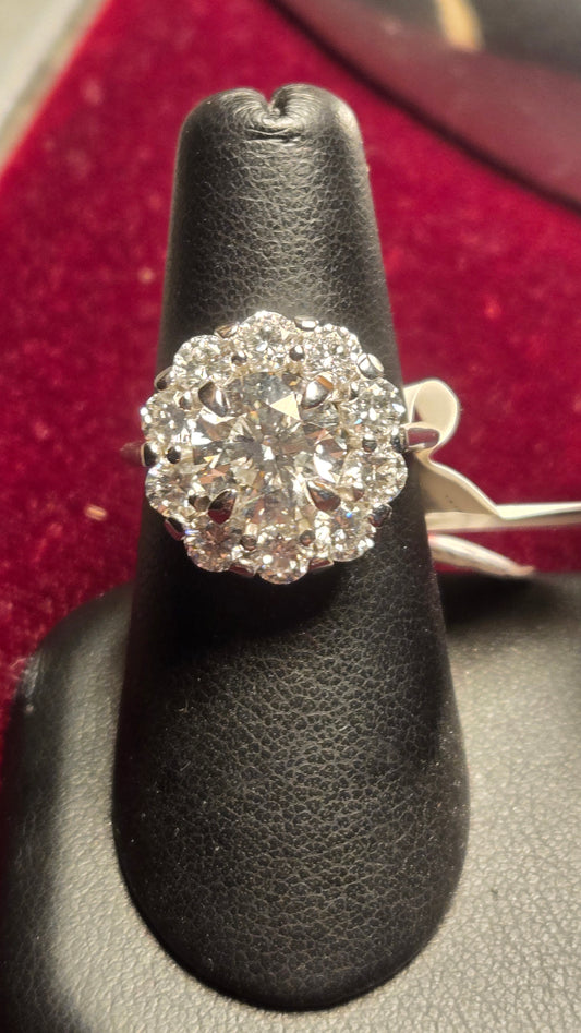 Engagement Ring - 14k White Gold - 2.66 ct  Lab-Created Round Diamond - F VS1 - 6.5g