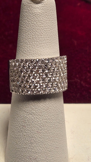 Wedding Ring - 18k White Gold - 2 ct  Round Diamond - VS1 F - 11.6g