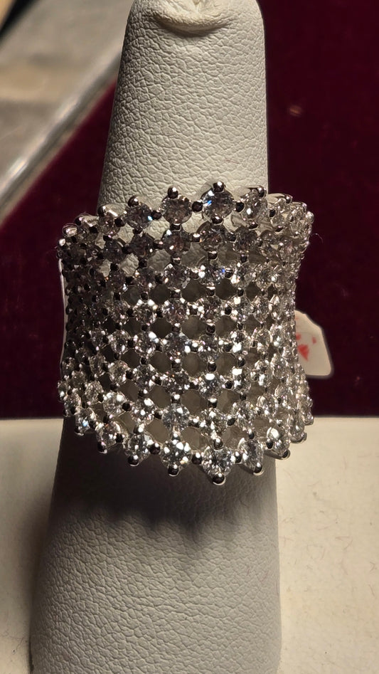 Wedding Ring - 18k White Gold - 3.7 ct  Round Diamond - VS1 G - 13.6g