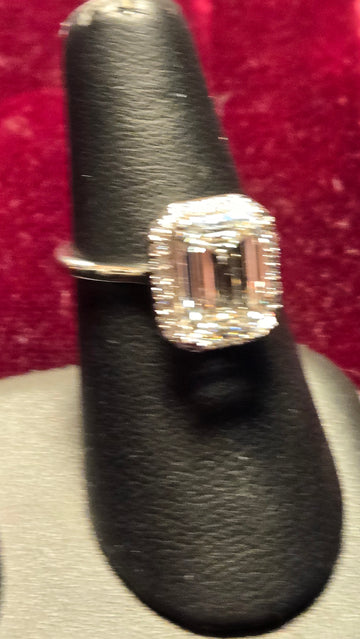 Engagement Ring - 14k White Gold - 3.79 ct  Lab-Created Emerald Diamond - VS2 G - 4.8g