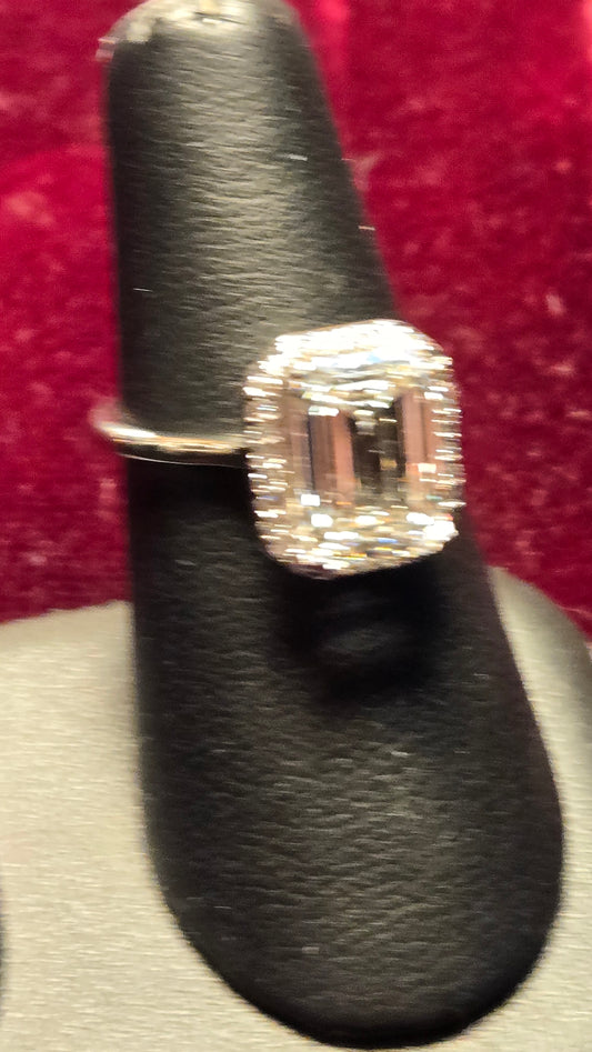 Engagement Ring - 14k White Gold - 3.79 ct  Lab-Created Emerald Diamond - VS2 G - 4.8g