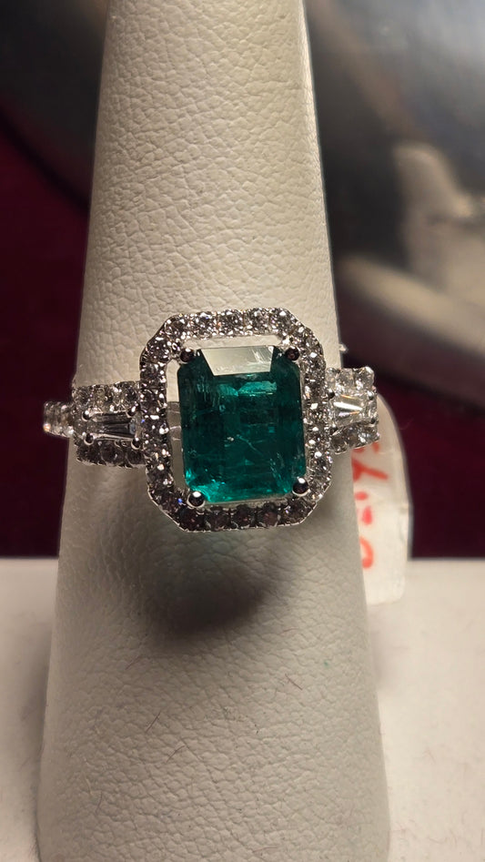 Cocktail Ring - 18k White Gold - 2.36 ct  Emerald Emerald - AAA - 5.3g