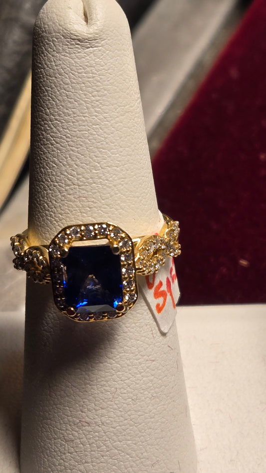 Cocktail Ring - 18k Gold - 2.35 ct  Emerald Sapphire - AAA - 5.5g