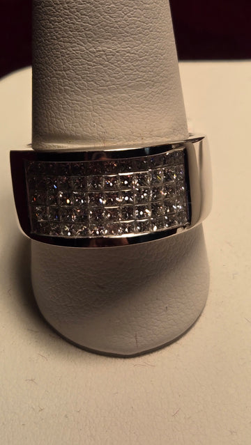 Wedding Ring - 18k White Gold - 2.5 ct  Princess Diamond - VS2 F - 11.8g