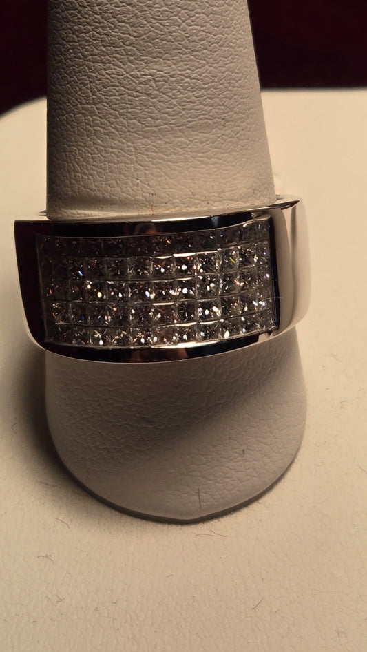Wedding Ring - 18k White Gold - 2.5 ct  Princess Diamond - VS2 F - 11.8g