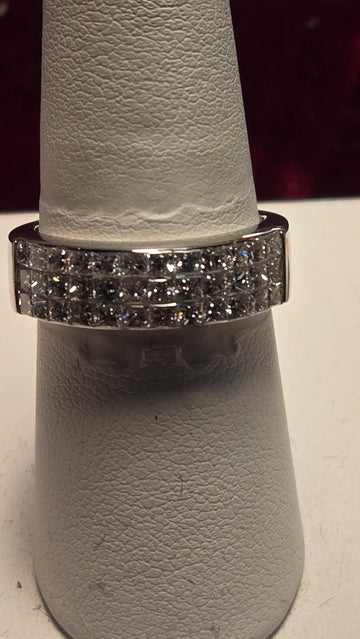 Wedding Ring - 18k White Gold - 1.44 ct  Princess Diamond - VS2 F - 4.7g