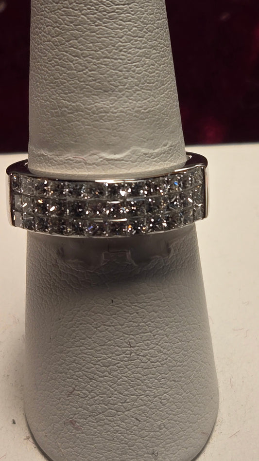 Wedding Ring - 18k White Gold - 1.44 ct  Princess Diamond - VS2 F - 4.7g