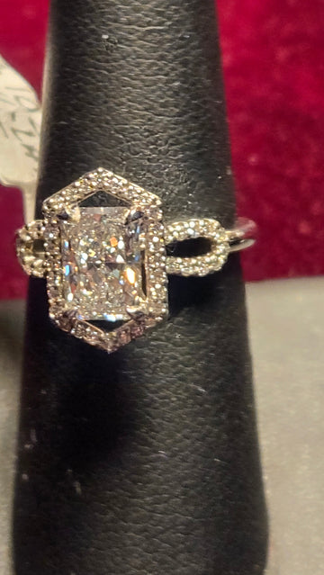 Engagement Ring - 14k White Gold - 1.5 ct  Lab-Created Radiant Diamond - VS1 D - 3.9g