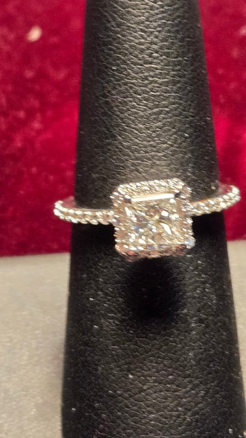 Engagement Ring - 14k White Gold - 1.01 ct  Princess Diamond - SI1 G - 2.8g