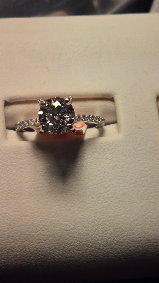 Engagement Ring - 950 Platinum - 1.7 ct  Lab-Created Round Diamond - VS1 D - 3.7g
