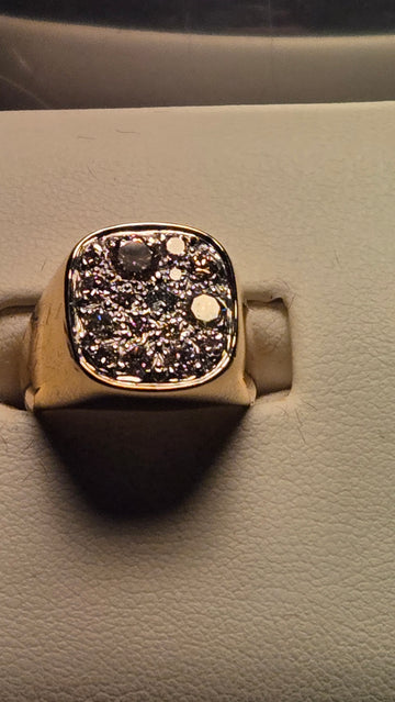 Men's Ring - 18k Gold - 1.3 ct Colored Diamonds - 14g