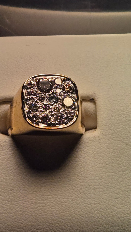 Men's Ring - 18k Gold - 1.3 ct Colored Diamonds - 14g