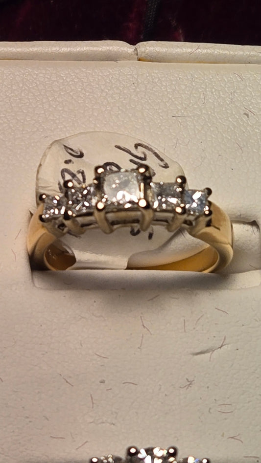 Wedding Ring - 14k Multi-Tone Gold - 0.85 ct  Princess Diamond - VS2 I - 5.7g