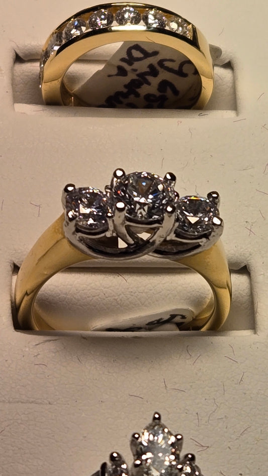 Engagement Ring - 14k Multi-Tone Gold - 1.4 ct  Round Lannyte - 8g
