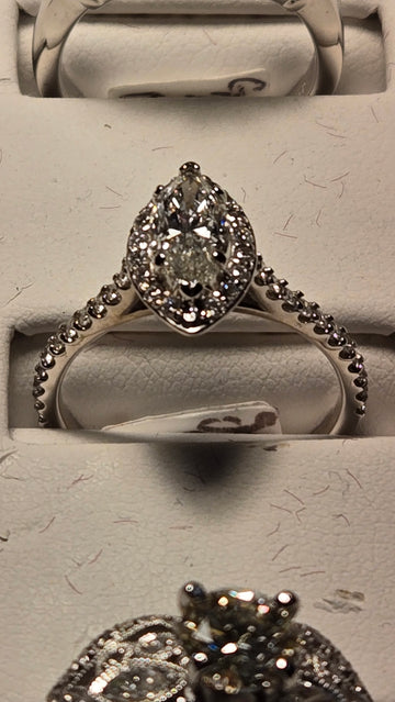 Engagement Ring - 14k White Gold - 0.91 ct  Marquise Diamond - SI1 H - 2.9g