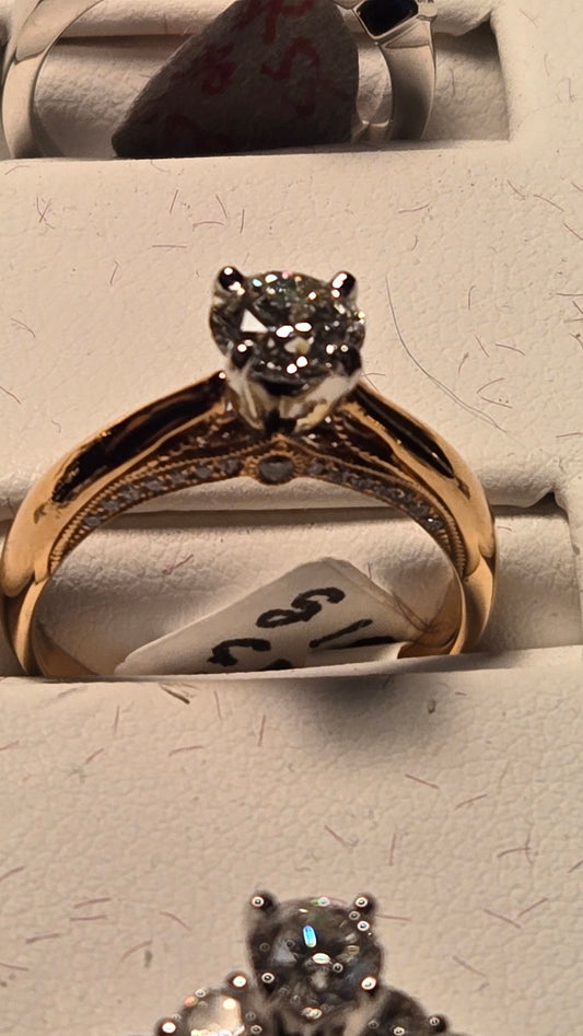 Engagement Ring - 14k Rose Gold - 0.93 ct  Lab-Created Round Diamond - VS1 F - 3.5g
