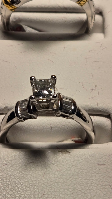 Engagement Ring - 950 Platinum - 0.6 ct  Princess Diamond - VS2 I - 3.5g