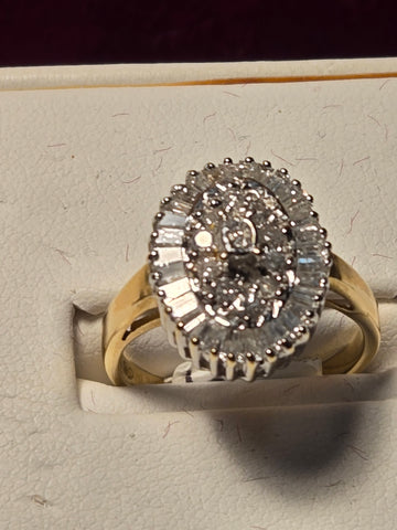 Cocktail Ring - 14k Multi-Tone Gold - 1 ct  Round Diamond - I1 I - 5.6g