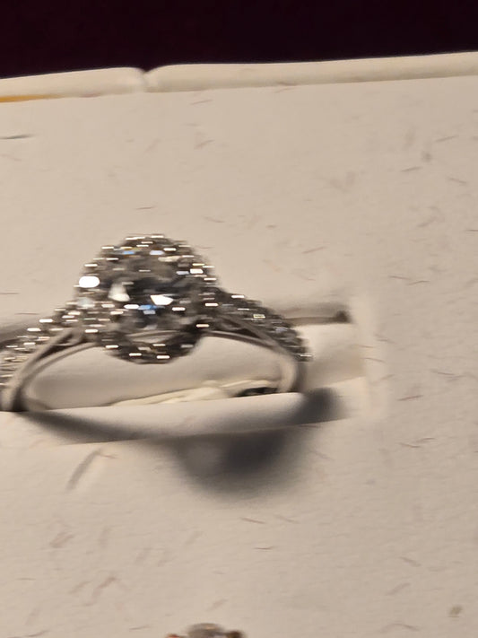 Engagement Ring - 14k White Gold - 0.66 ct  Round Diamond - SI1 F - 2.5g