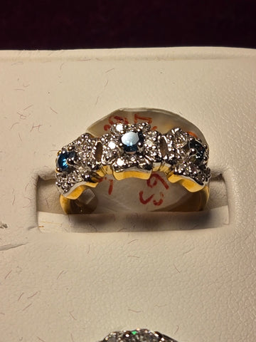 Ring - 18k Gold - 0.35 ct  Round Blue Diamond - SI1 IB - 6g