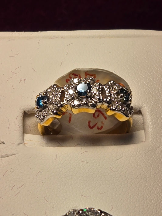 Ring - 18k Gold - 0.35 ct  Round Blue Diamond - SI1 IB - 6g