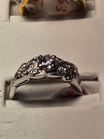 Engagement Ring - 900 Platinum - 0.4 ct  Round Diamond - VS2 I - 5.4g