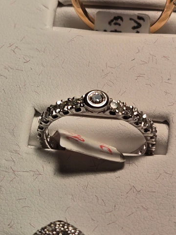 Anniversary Ring - 950 Platinum - 1 ct  Round Diamond - SI1 H - 3.1g