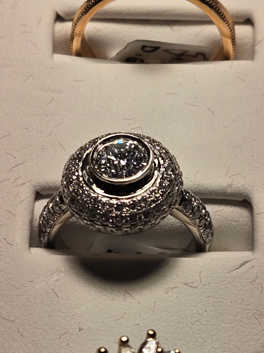 Engagement Ring - 14k White Gold - 0.7 ct  Lab-Created Round Diamond - VVS2 F - 5.5g