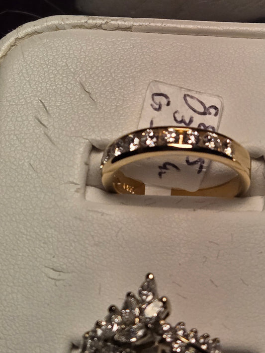 Anniversary Ring - 14k Gold - 0.75 ct  Round Diamond - VS1 G - 3.4g