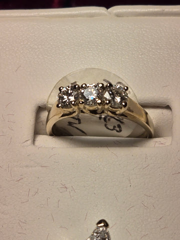 Wedding Ring - 14k White Gold - 0.83 ct  Round Diamond - SI1 H - 3.2g