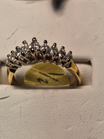 Wedding Ring - 14k Multi-Tone Gold - 0.5 ct  Marquise Diamond - SI1 I - 2.9g
