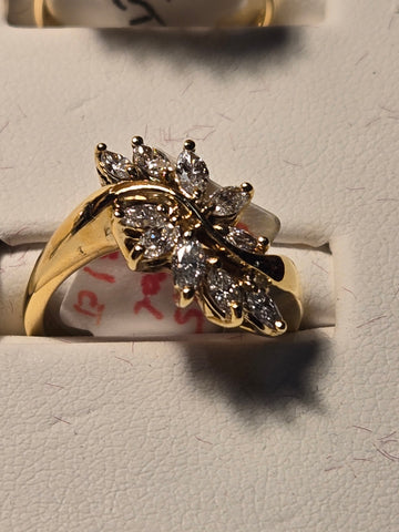 Engagement Ring - 18k Gold - 1 ct  Marquise Diamond - VS2 H - 6.4g