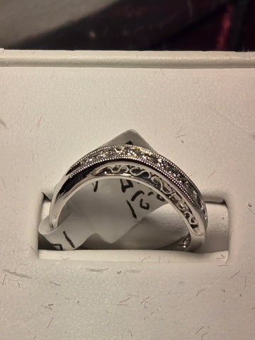 Wedding Ring - 14k White Gold - 0.26 ct  Round Diamond - I SI1 - 2.5g