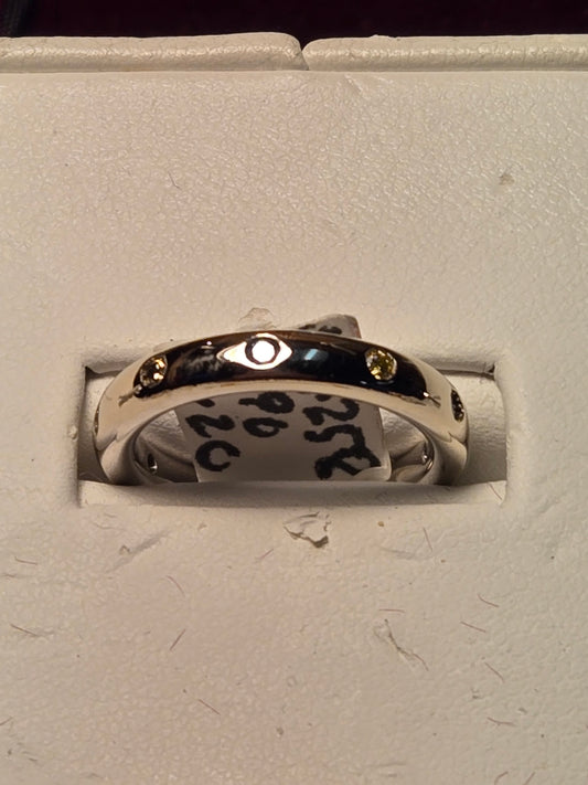 Wedding Ring - 14k White Gold - 0.2 ct Treated Round Diamond - SI1 - 5.3g