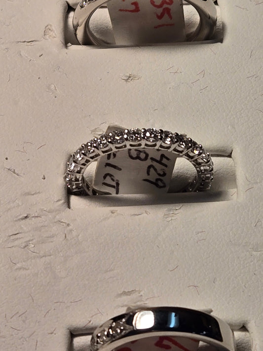 Anniversary Ring - 14k White Gold - 1 ct  Lab-Created Round Diamond - E VS1 - 1.9g