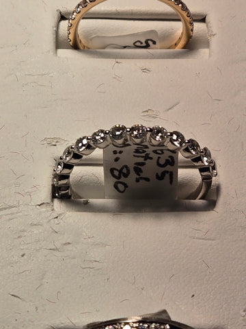 Wedding Ring - 14k White Gold - 0.8 ct  Round Diamond - H SI1 - 2.2g