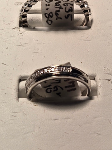 Wedding Ring - 14k White Gold - 0.15 ct  Round Diamond - H VS1 - 2.7g