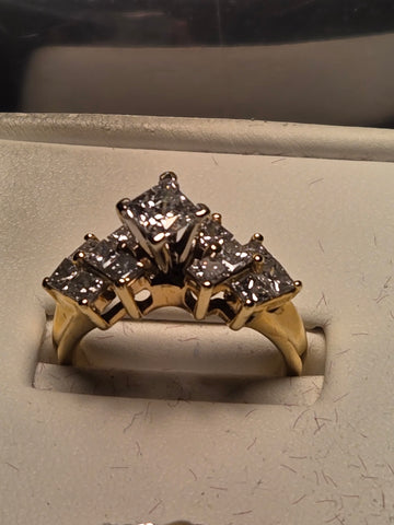 Engagement Ring - 14k Gold - 0.5 ct  Princess Diamond - H VS2 - 6.4g