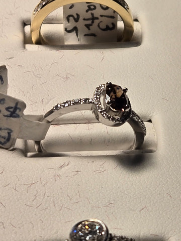 Engagement Ring - 14k White Gold - 0.54 ct  Oval Brown Diamond - VS1 - 2.3g