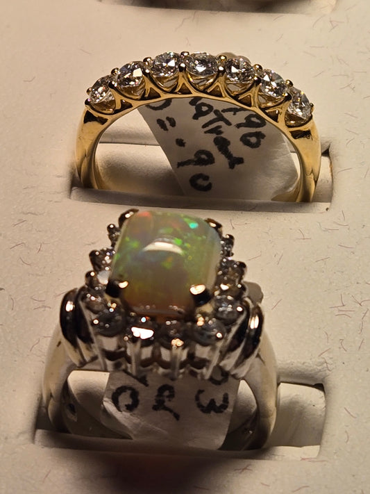 Ring - 14k White Gold - 3 ct  Square Opal - 7.5g