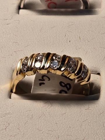 Wedding Ring - 14k Gold - 0.5 ct  Round Diamond - H SI1 - 4.1g