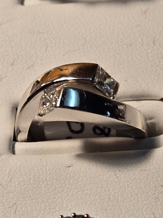Ring - 14k White Gold - 0.5 ct  Princess Diamond - H VS1 - 5.5g