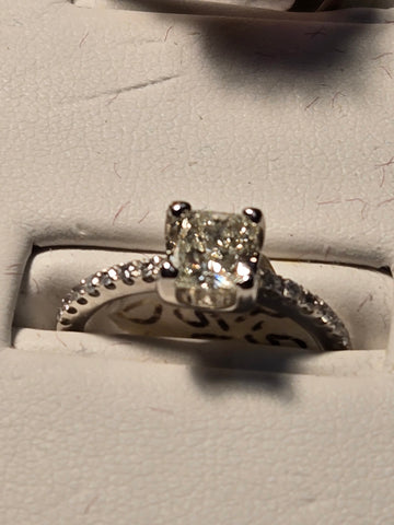 Engagement Ring - 14k White Gold - 1.01 ct  Princess Mint Diamond - VS2 - 2.3g