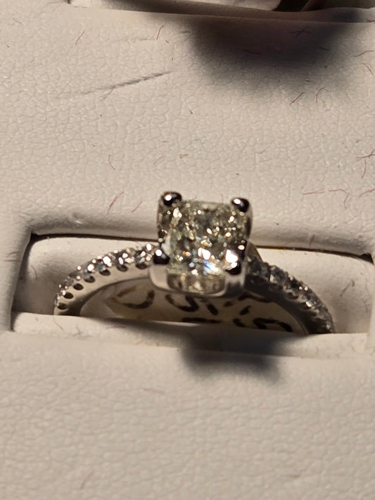 Engagement Ring - 14k White Gold - 1.01 ct  Princess Mint Diamond - VS2 - 2.3g