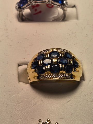 Ring - 14K Gold - 1.3 ct Blue Sapphire - 4.9 g
